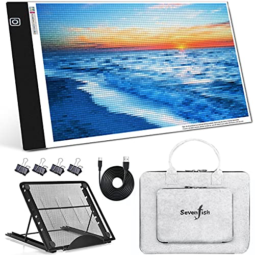 Diamond Painting Tools A4 Light Pad Board Box for Drawing Tracing Sketching | LED Light board with Stand, Handbag, LED Light Box, USB Powered Ultra-Thin Adjustable Brightness, 5D Diamond Art Painting