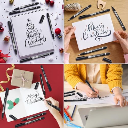 MARTCOLOR 9 Size Calligraphy Pens for Writing, Black Archival Ink Pens