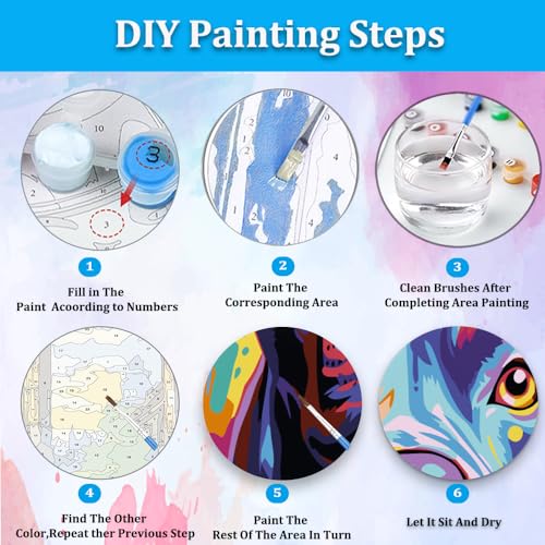 Artunion Framed Paint by Numbers Kit for Adults Beginners & Kids Ages 8-12,Colorful Pitbull Dog Paint by Number with Frame,Dog Animal Paint by Numbers Kit on Canvas 10 * 10 Inch Without Easel - color: ZXT-236-F
