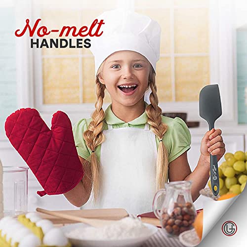 UpGood Silicone Spatula Set 600°F - High Heat Resistant Nonstick, Small and Large Kitchen Spatulas - Flexible BPA Free Professional Grade Cookware - Utensils for Cooking, Baking, Mixing(3 Pcs, Grey) - color: Gray, size: 3 Piece Set