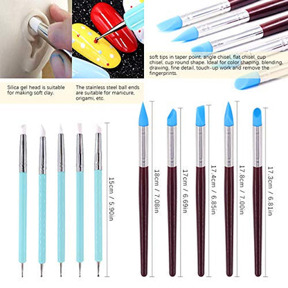 Swpeet 30Pcs Silicone Clay Sculpting Tool, Modeling Dotting Tool & Pottery Craft Ball Stylus Tool,Dotting Pottery Toolsfor Pottery Modeling, Smoothing Clay, Ceramics - color: N0.10 30Pcs Modeling Clay Sculpting Tools Kit