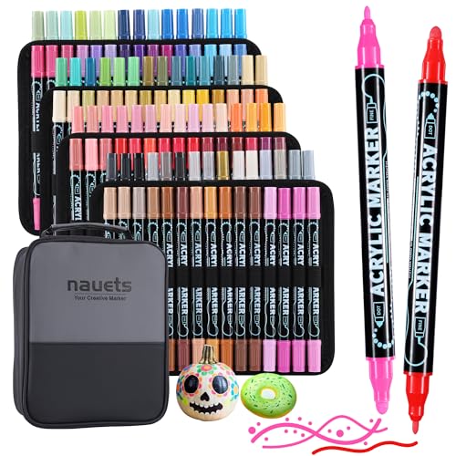 120 Colors Precision Dual Tip Acrylic Paint Markers Pens - Dot & Fine | Works on Rock, Wood, Fabric, Canvas, Glass, Scrapbook, Paper, Ceramic, Egg, DIY Craft Art Gift - Classroom & School Supplies - color: 120 Colors