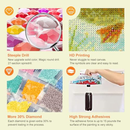 Acudotr Duck Diamond Art Kits for Adults, DIY Home Decor, 12x12 Inch | 5D DIY Diamond Painting kits, Full Round Drill Design, Easy for Beginners, Complete Tools Set, Prefect Handmade Gift