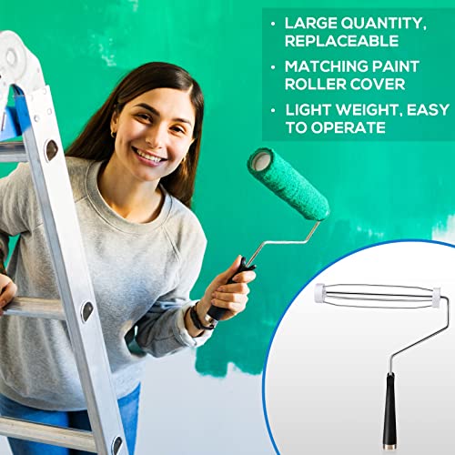 Gerrii 12 Pcs 9 Inch Paint Roller Painting Roller Frame 5 Wire Brush Supplies for Wall House Homes (Black) - color: Black