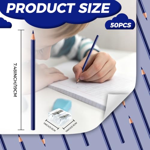 50 PCS Dark Blue Colored Pencils, Pre-sharpened Professional Wooden Art Pencils Set for Artists Painting | Premium Drawing Sketching Supplies - color: Dark Blue