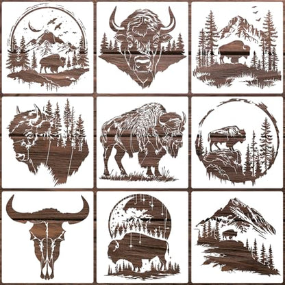 Bison Wood Burning Stencils Western Stencils 12" - style: Bison
