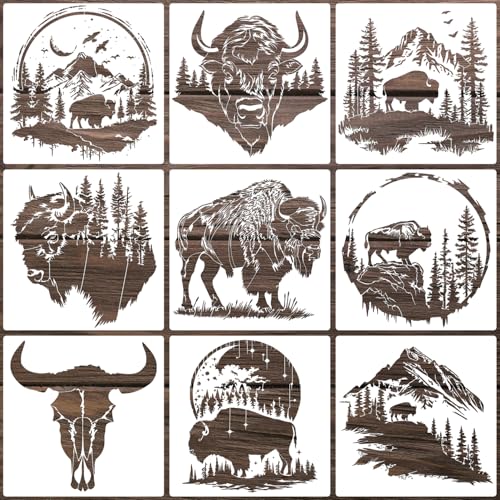 Bison Wood Burning Stencils Western Stencils 12" - style: Bison