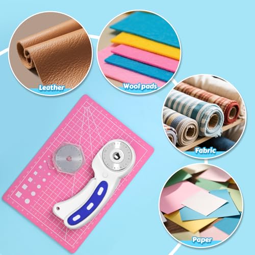 ZMAAGG Rotary Cutter Set, 5PCS 45mm Fabric Cutter, A5 Cutting Mat