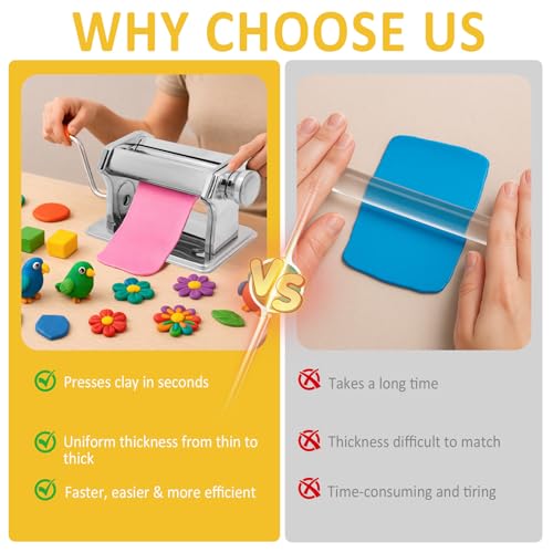 Polymer Clay Press Machine,Clay Rolling/Roller Machine,6 Thickness Options - color: Orange Clay Press