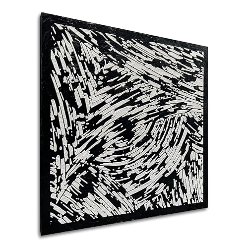 Art 24x24 inches Hand-Drawn Black and White Abstract Three-Dimensional Texture Art Oil Painting in Modern Minimalist Style. Suitable for Wall Decoration in Home Offices - color: Yi129