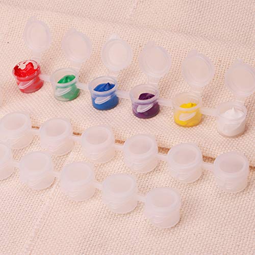 20 Strips 120 Pots Empty Paint Strips Mini Paint Cup Pots Storage Containers with Lids 20 Pieces (10 Miniature Detail+10 Flat Paint Brushes) for Kids Classrooms Schools Paintings Art Festivals - color: 20 Strips+10 Flat+10miniature Brush