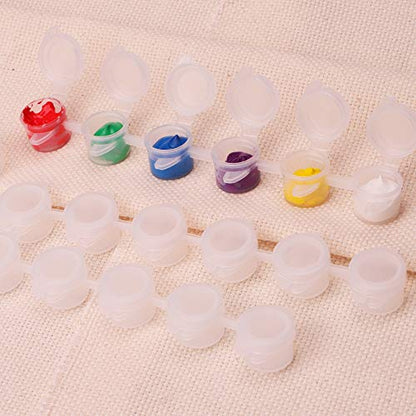 20 Strips 120 Pots Empty Paint Strips Mini Paint Cup Pots Storage Containers with Lids 20 Pieces (10 Miniature Detail+10 Flat Paint Brushes) for Kids Classrooms Schools Paintings Art Festivals - color: 20 Strips+10 Flat+10miniature Brush