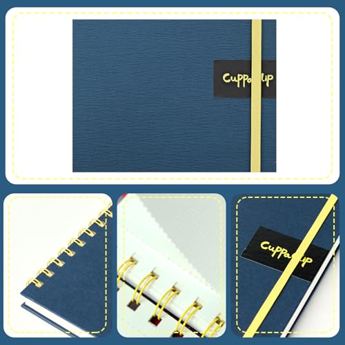 CuppaClip Watercolor Paper 9"x8.5" 300GSM 140LB Spiral Bound Cotton Water Color Pad Cold Press Inner Pocket Art Supplies (Blue) - color: Blue