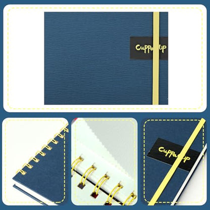 CuppaClip Watercolor Paper 9"x8.5" 300GSM 140LB Spiral Bound Cotton Water Color Pad Cold Press Inner Pocket Art Supplies (Blue) - color: Blue