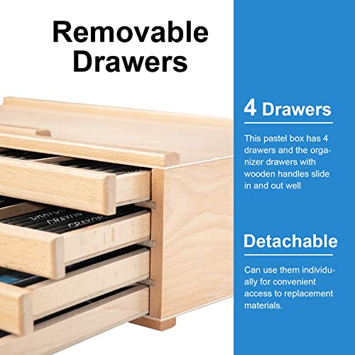 Falling in Art Wooden Pastel Storage Box With 4 Removable Drawers - size: 4-Drawer