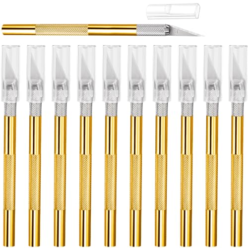 Mudder 15 Pack Exacto Knife Set, Craft Knives Hobby Knife, Gold - color: Gold
