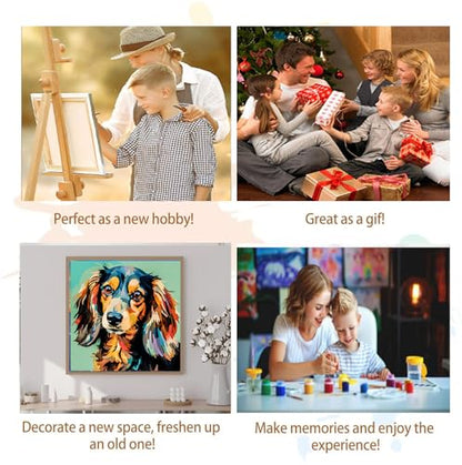 Artunion Framed Paint by Numbers Kit for Adults Beginners & Kids Ages 8-12,Colorful Dachshund Dog Paint by Number with Frame,Dog Animal Paint by Numbers Kit on Canvas 10 * 10 Inch Without Easel - color: ZXT-264-F