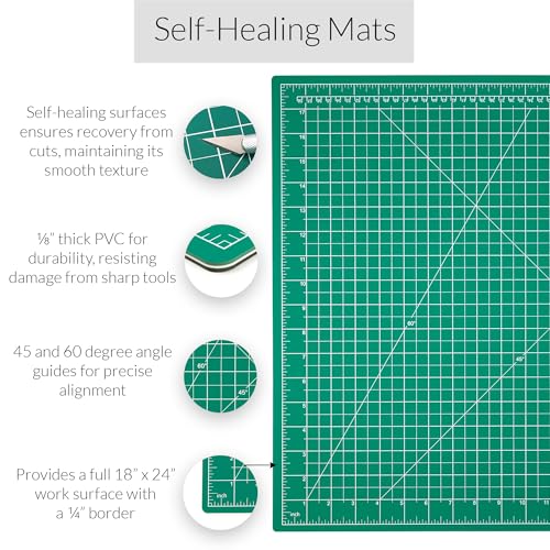 Wa Portman Sewing Cutting Mat, Precision Knife, Inch & Metric Ruler Set This set includes 18x24 Inch Self-Healing Cutting Mat, 10pc #11 Blades, Xacto Knife Set, & 24'' Cork Backed Metal Ruler Set - size: 18x24