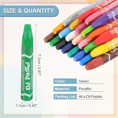 PATIKIL Green Oil Pastels, 48Pcs Soft Oil Crayons Pastels Stick Vibrant and Creamy Art Supplies Bulk for Artists Beginners Art Painting Drawing Blending Graffiti Gallery - color: Green