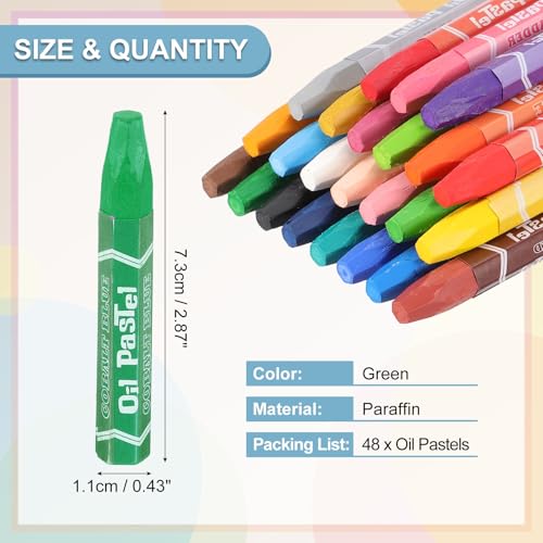 PATIKIL Green Oil Pastels, 48Pcs Soft Oil Crayons Pastels Stick Vibrant and Creamy Art Supplies Bulk for Artists Beginners Art Painting Drawing Blending Graffiti Gallery - color: Green