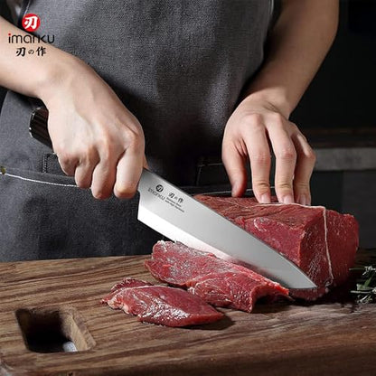 imarku 8 Inch Japanese Chef Knife,Single-Bevel Edge HC Steel Kitchen Knife | HC Steel Ultra-Sharp Vegetable Knife,For Right and Big Hands Pro Cooking Knife,Ergonomic Pakkawood Handle,Gift for Men - color: Classic Black