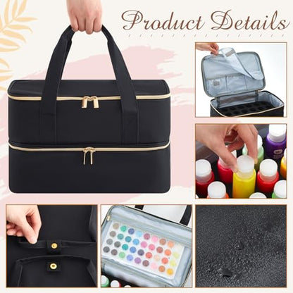Abbylike Acrylic Paint Organizer Bag for up to 56 Bottles (2 Oz),Black - color: Black