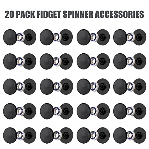 NiArt Fidget Spinner Bearings with Caps 20 Pack, Chrome Steel DIY Set - size: ONLY 20 BLACK Cap Bearings
