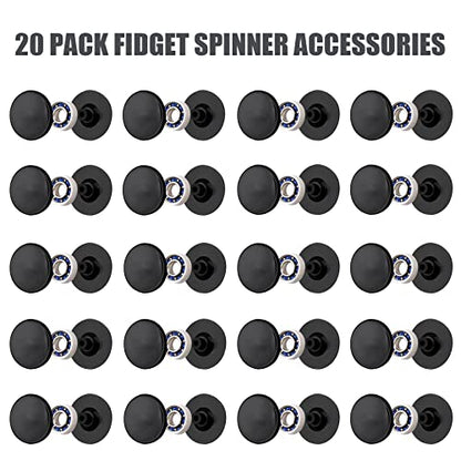 NiArt Fidget Spinner Bearings with Caps 20 Pack, Chrome Steel DIY Set - size: ONLY 20 BLACK Cap Bearings