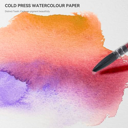 Watercolor Paper Refill-5.1 x 4.3 in, 2-Pack – 100% Cotton 140LB (300GSM) Acid-Free Cold Press Paper, 20 Sheets per Pad (40 Pages Total), for Painting, Sketching & Mixed Media - size: 5.1 x 4.3 in