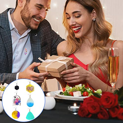 SENHAI 12 Pcs Resin Jewelry Molds with 340 Pcs Earring Accessories, Variety Size Earring Resin Molds with Hole, Resin Earring Molds Silicone for Making Jewelry, Earrings, Pendants