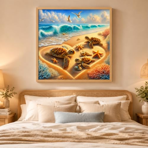 Beach Diamond Painting Kits for Adults Beginners Turtles Gem Painting - color: KM1152-1