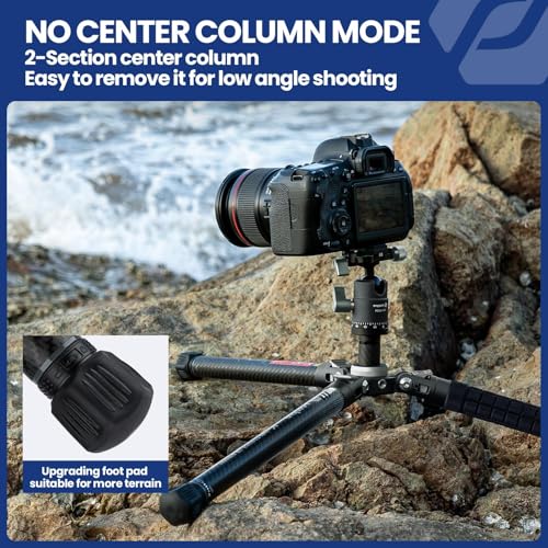 Fotopro 62 Inch Carbon Fiber Tripod for Camera Ultralight Travel Camera Tripod Max Loads Up 22lbs X-Aircross 3 Grey - color: Grey