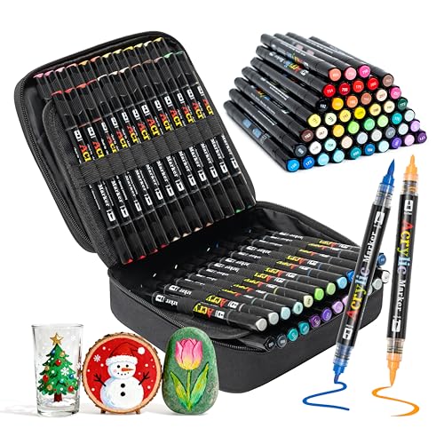 Linbsunne 48 Colors Markers Dual Tip Art Marker Set for Book Drawing, Coloring Illustrations, Ceramics, Card making, Note taking Planner - color: 48-color