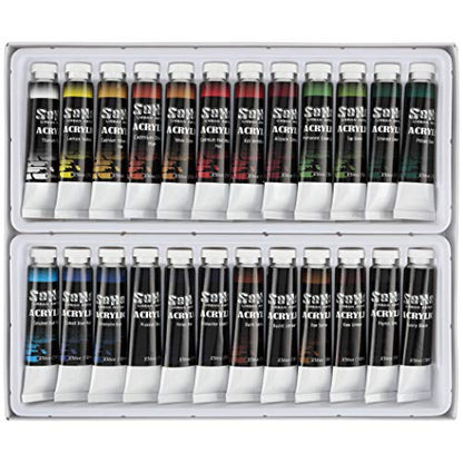 Soho Urban Artist Acrylic Paint - Thick, Rich, Water-Resistant, Heavy Body Paint, Basic Set of 24, Set of 24-12mL - size: Set of 24 - 12mL