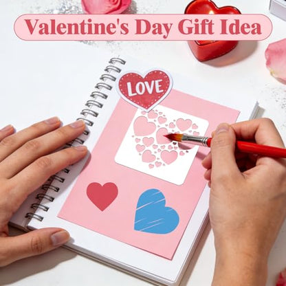 12 PCS Love Heart Stencils for Painting - Different Size Love red Heart Reusable Valentine's Painting Templates on Wood, Glass, Fabric, Window Door Decor DIY Decoration - style: 12 PCS Heart