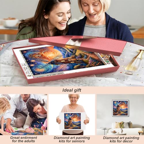 Acudotr Windmill House Diamond Painting Kits for Adults, 5D DIY Diamond Art Kits for Beginners, Full Drill Diamond Painting Kits for Home Wall Decor, 12x12 Inch