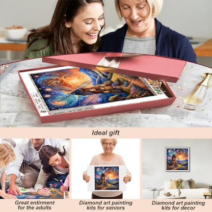 Acudotr Windmill House Diamond Painting Kits for Adults, 5D DIY Diamond Art Kits for Beginners, Full Drill Diamond Painting Kits for Home Wall Decor, 12x12 Inch