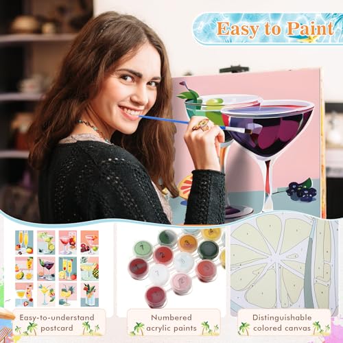 Humyoun 12 Pack 9 x 12 Inch Paint by Numbers Kit for Adults Beginners DIY Acrylic Oil Painting Paint by Number Kits Drawing Paintwork on Canvas Without Frame for Home Decor(Summer Fruit Style) - style: Summer Fruit Style