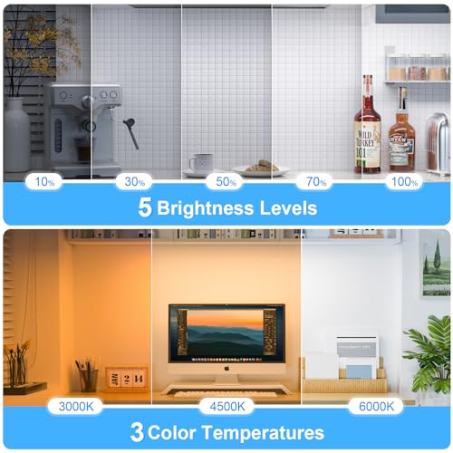 Ferswe 3W Rechargeable Light Bar with Remote Control, 3 Color Adjustable Mirror Lights, 2000mAh Battery Makeup, Touch for Cabinets, Magnetic Stick On for Closet, Kitchen