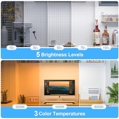 Ferswe 3W Rechargeable Light Bar with Remote Control, 3 Color Adjustable Mirror Lights, 2000mAh Battery Makeup, Touch for Cabinets, Magnetic Stick On for Closet, Kitchen