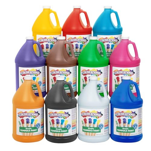 Colorations Paraben-Free Simply Tempera Paint for Kids - Set of 11 Gallons, Vibrant Poster and Classroom Paint, Made in United States, Non-Toxic, Arts and Crafts Supplies - color: Assorted, Set of 11