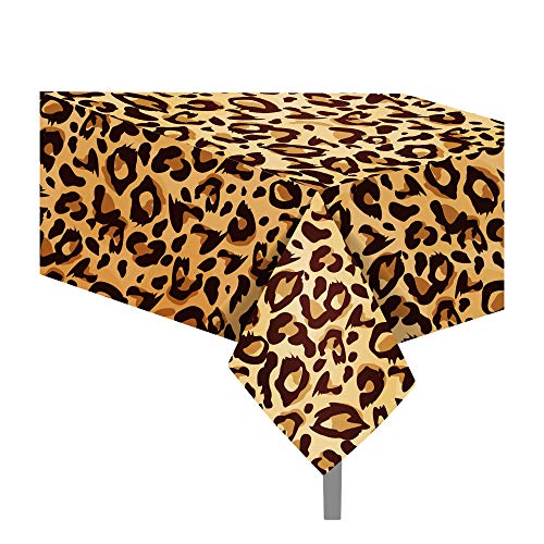 1Pc Leopard Print Party Plastic Tablecloth 54 x 87 Inch Long Table Cover, Jungle Animal Wild Leopard Texture Wedding Baby Shower Party Holiday Dinner Picnic Tablecloth for Kitchen Event Use - color: Leopard Print