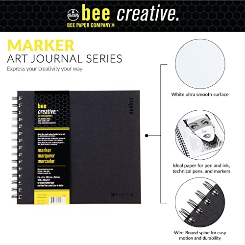 Bee Paper - 8" x 8" Creative Marker Drawing Journal - size: 8-inch x 8-inch, 50 Sheet Art Journal, style: Marker Art Journal