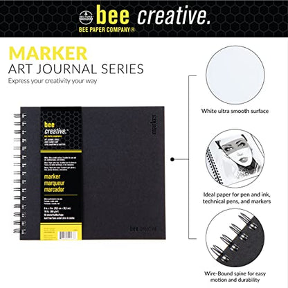 Bee Paper - 8" x 8" Creative Marker Drawing Journal - size: 8-inch x 8-inch, 50 Sheet Art Journal, style: Marker Art Journal