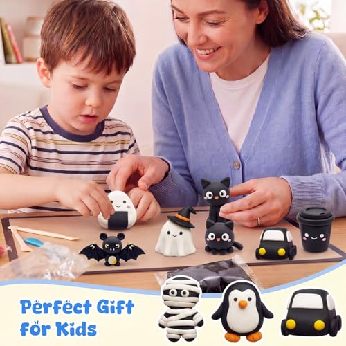 VioraWhite 40 Pcs 21 oz Air Dry Clay Bulk Modeling Clay,Black | Ultra Lightweight Foam Modeling Clay for Kids Adults, DIY Crafts Party Arts, School Project Gifts Supplies - color: Black