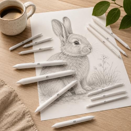 Oqqlin 144 Pcs Blending Stumps and Tortillions, 9 Sizes Blending Stumps Sketch Pencil Blender Paper Oil Pastel Tools for Drawing, Sketch, Charcoal for Student, Artist