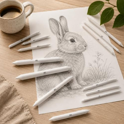 Oqqlin 144 Pcs Blending Stumps and Tortillions, 9 Sizes Blending Stumps Sketch Pencil Blender Paper Oil Pastel Tools for Drawing, Sketch, Charcoal for Student, Artist