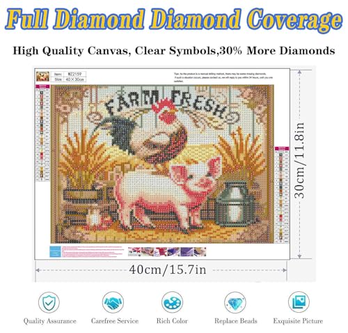 Dugsmgd Farm Diamond Art Kits for Adults, Diamond Painting Kits 16X12 Inch - color: Farm