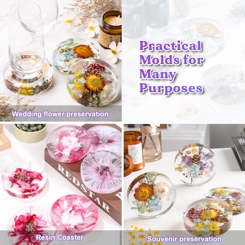 LET'S RESIN Extra Deep Resin Coaster Molds Silicone,4 Inches Silicone Molds | 6 Cavity Flexibility Round Molds for Resin, Epoxy Coaster Molds for Cups Mats, DIY Craft, Flower Bouquet Preservation - size: 13.7 x 9.8 x 0.82 inches