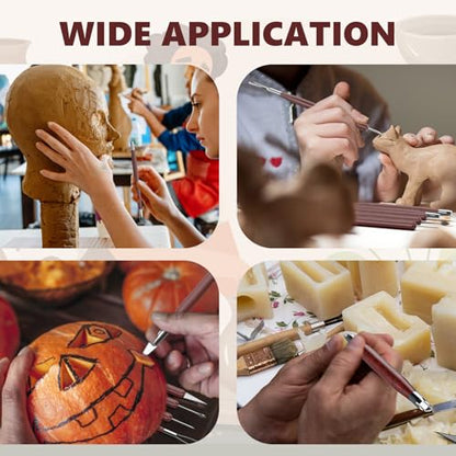 Clay Tools Sculpting, Double-Sided Polymer Carving Tools Kit, Wood Ceramic Tool Set for Pottery, Air Dry Clay, Polymer Clay, Sculpting, Modeling, Pumpkin Carving and Supplies - color: Stained Wood-6PCS